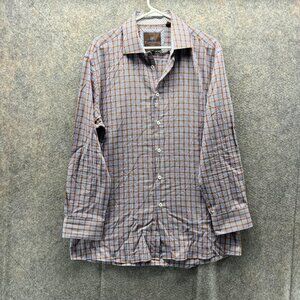 Tattersall Shirt Men 16.5 32/33 Blue Casual Button Down Preppy Plaid London